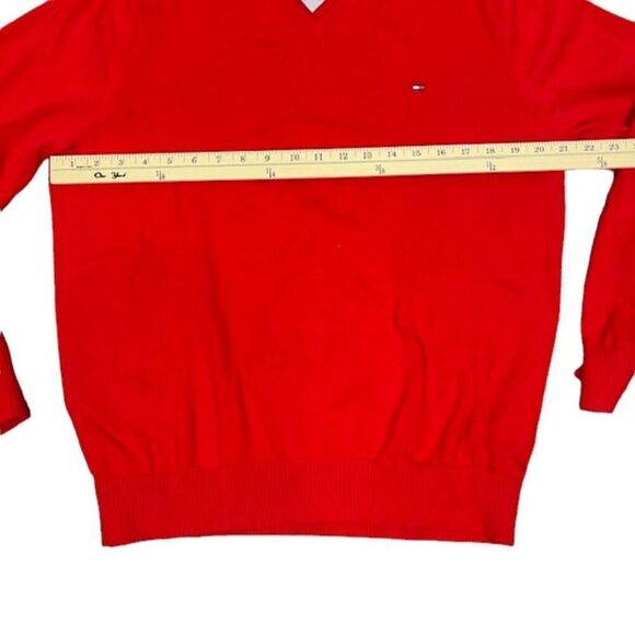 Tommy Hilfiger Men's 100% Cotton V-Neck Sweater Red Size Large - Picture 2 of 11